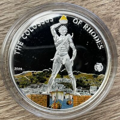 Palau 2009 - 1 Dollar - Koloss von Rhodos - Weltwunder der Antike - Farbmünzen [