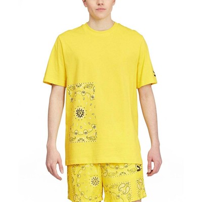 

Puma Ob Graphic Crew Neck Футболка с коротким рукавом мужская желтая повседневная 532543-38, Желтый, Puma Ob Graphic Crew Neck Short Sleeve T-Shirt