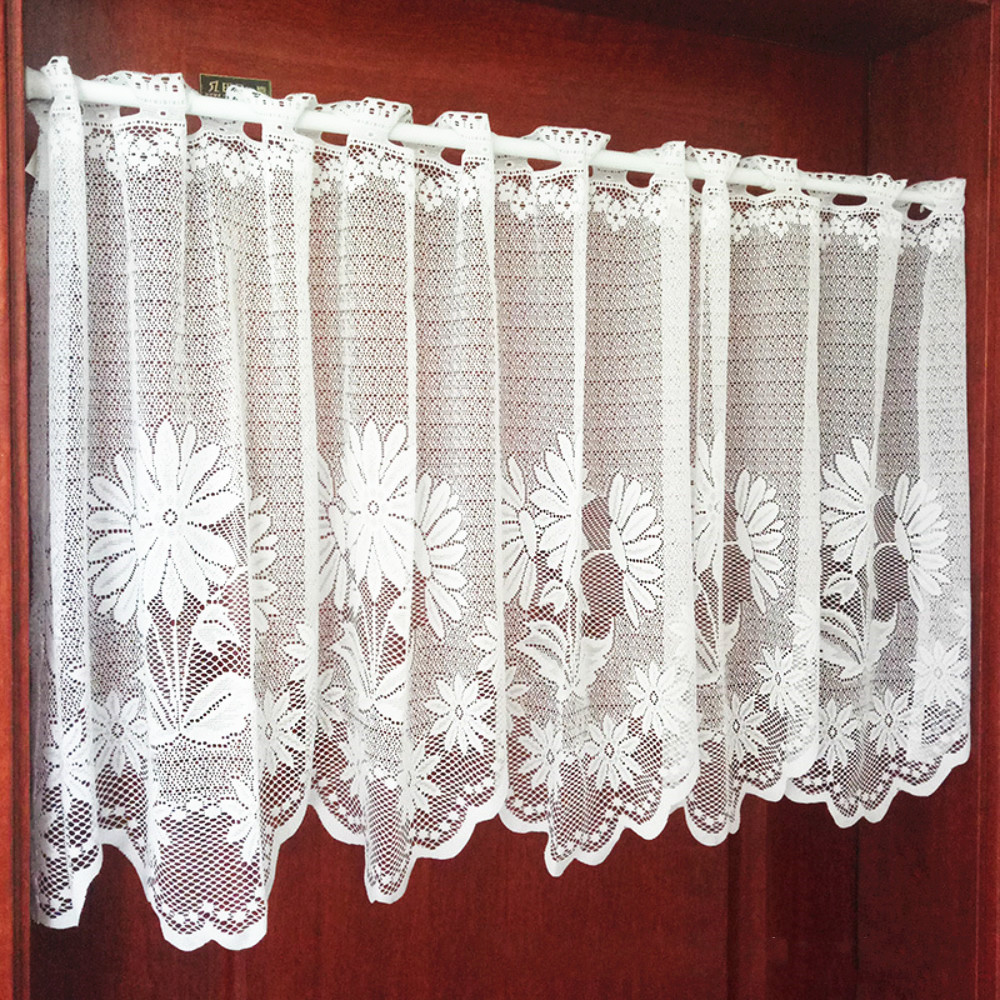 Embroidery Curtain Home Kitchen Cafe Lace Valance Window Sheer