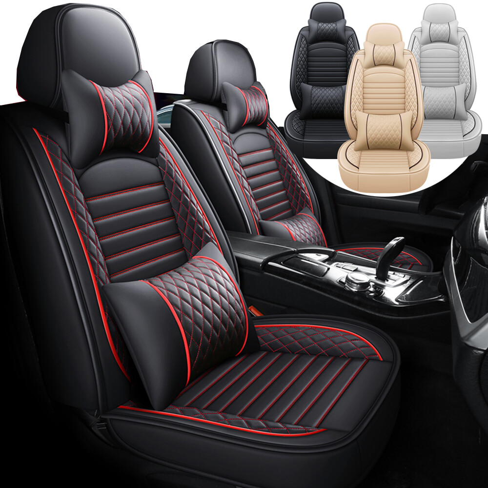 For Kia Full Set Car Seat Covers Leather 2/5 Seater Front Rear Cushion Protecter