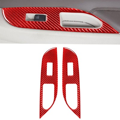 For Infiniti G37 Sedan 10-13 Red Carbon Fiber Rear Door Window Switch Panel Trim