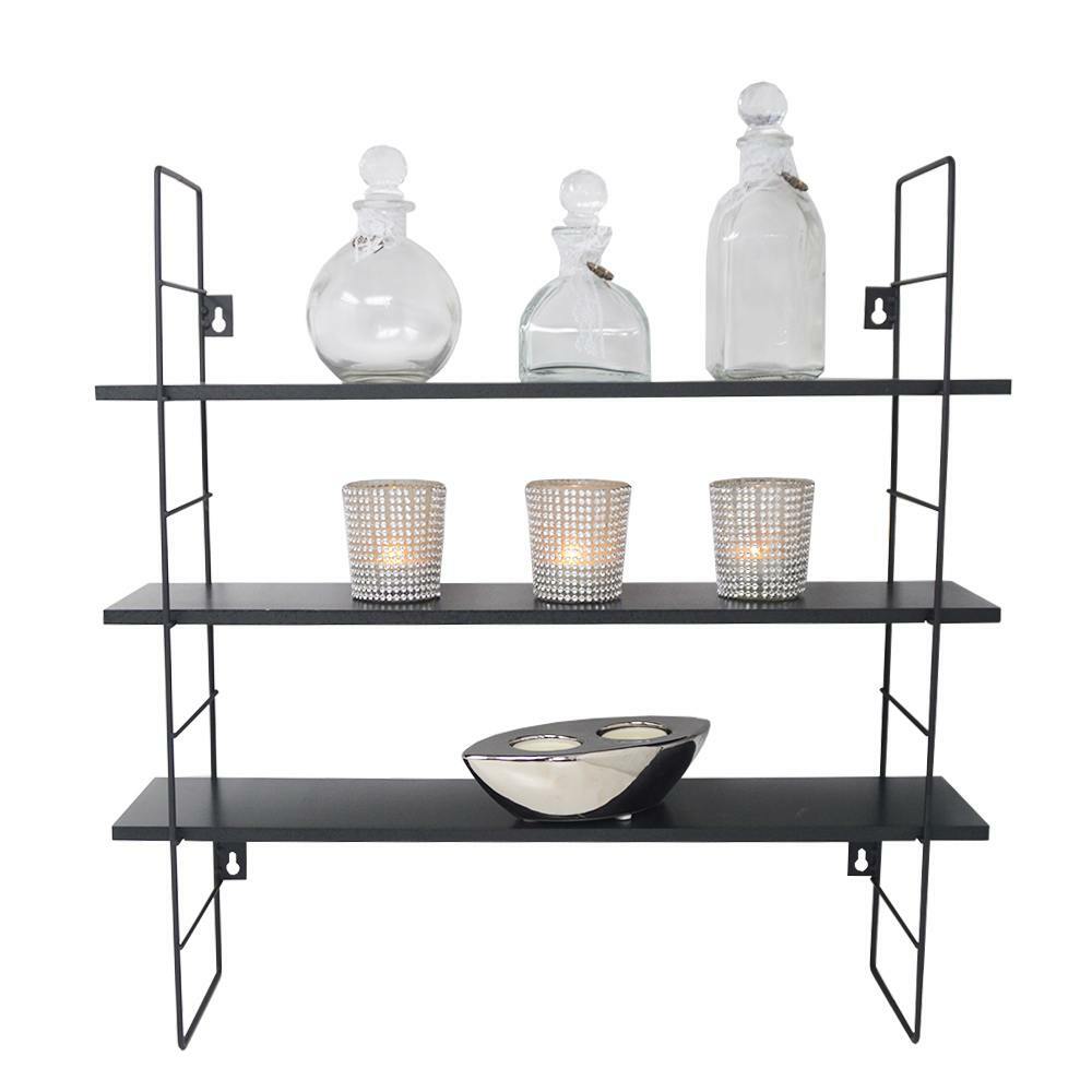 Wandregal Hängeregal Höhenverstellbar Küchenregal 3 Böden 50 x 12 x 50 Schwarz