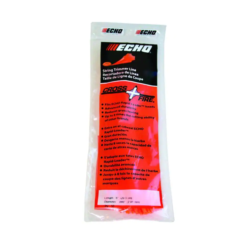 Echo Pre Cut Trimmer String .095in. Cross Fire Grass Edger Line 8in. Strips 50ct