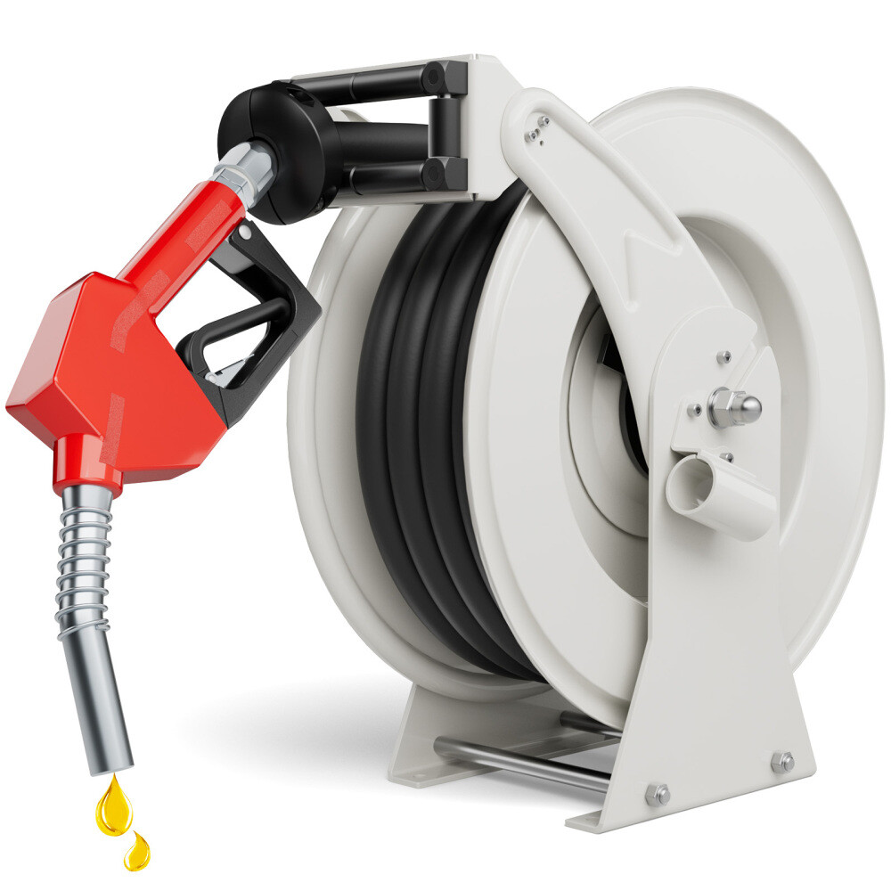 Fuel Hose Reel 3/4" x 50' Retractable w/ Fueling Nozzle Diesel Hose Reel 300 PSI
