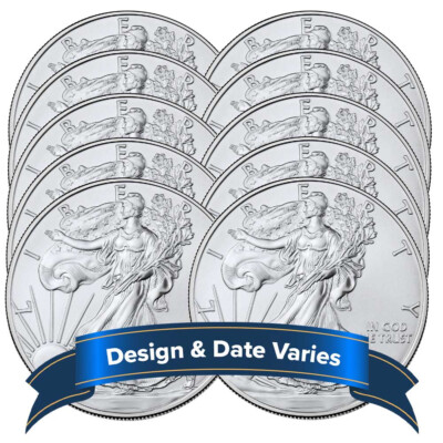 Lot of 10 - $1 American Silver Eagle 1 oz Random Year Brilliant Uncirculated