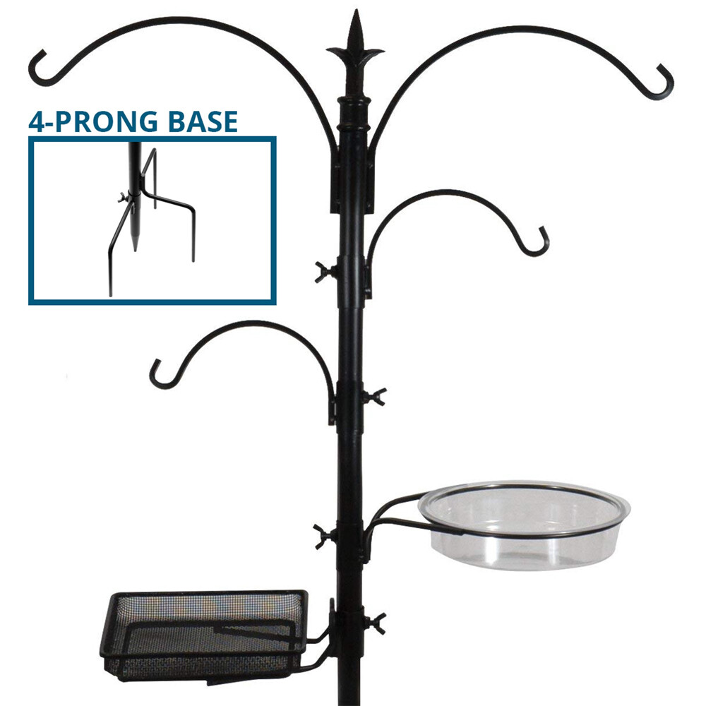 Feeding Station With Feet Spikes Stand Black