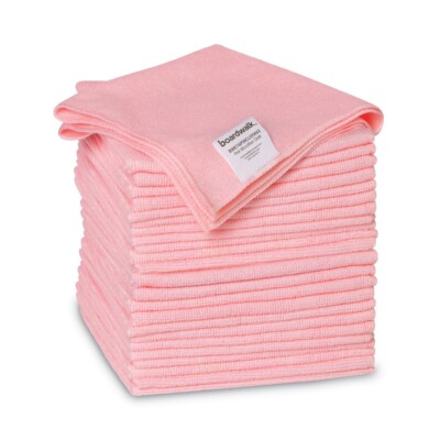 Boardwalk 16PINCLOTHV2 16 in. x 16 in. Microfiber Cloths - Pink (24/Pack) New