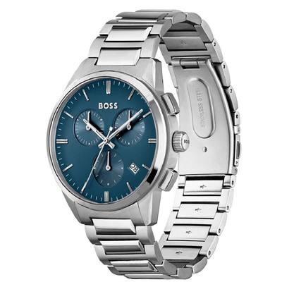 Pre-owned Hugo Boss Silver Mens Chronograph Watch Dapper 1513927