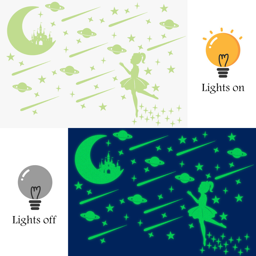 280pcs Luminous Stars Stickers Fluorescent Wall Ceiling ...