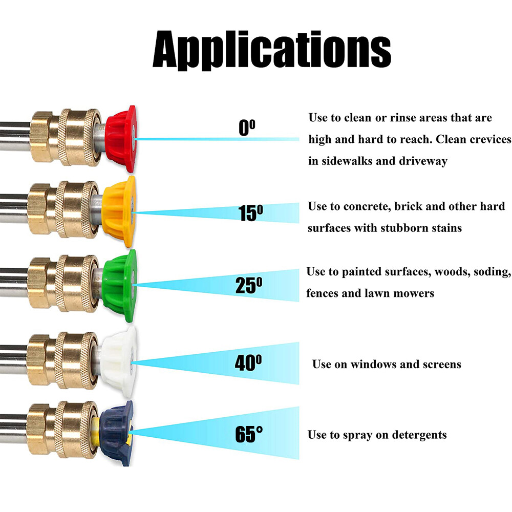 4000PSI High Pressure Power Washer Spray Gun Wand Lance Nozzle Tips Hose Kit M22