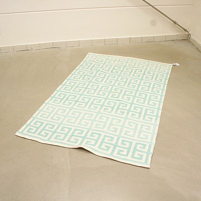 Handgewebter In- und Outdoor-Teppich Mykonos 120 x 180 cm türkis creme Kalaidu