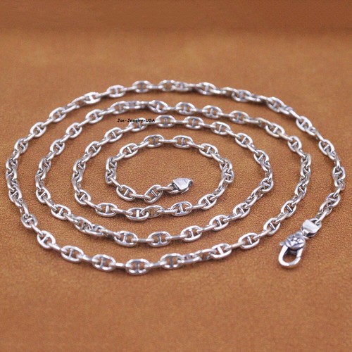 Genuine 925 Sterling Silver 3.5mm Anchor Link Chain Necklace