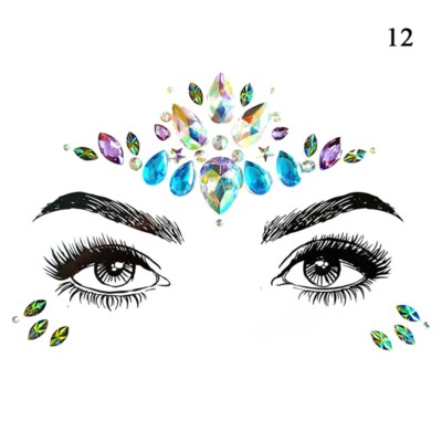 Face Gems Adhesive Glitter Jewel Tattoo Sticker Festival Rave Party Body Make Up