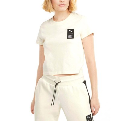 

Puma First Mile X Футболка с круглым вырезом и короткими рукавами женские Off White Повседневные топы 53