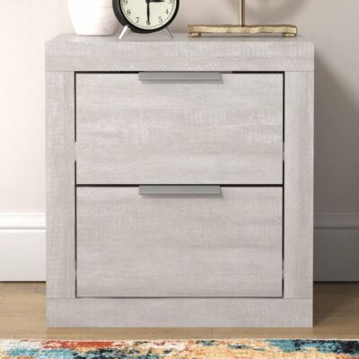 Galano Harlowin 2-Drawer Dusty Gray Oak Bedside Table Cabinet Nightstand