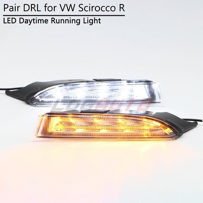 For VW Scirocco R 2010-2013 DRL LED Daytime Running Light Fog Lamp W Turn Signal