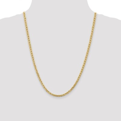 Pre-owned Skyjewelers Real 14kt Yellow Gold 24 Inch 4mm Semi-solid Anchor With Lobster Clasp Chain