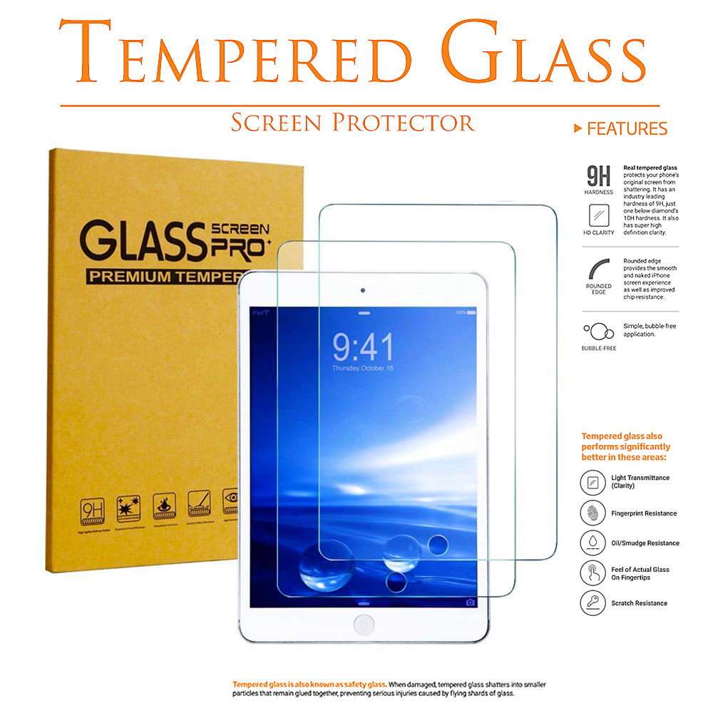 2 Pack Tempered Glass Screen Protector For Ipad 2 3 4 5 6 2017 Pro 9.7 Mini Air