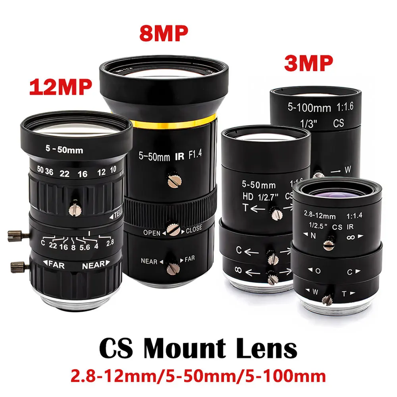 CCTV CS-Mount Zoom Lens 2.8–12 /5–50 /50–100 mm High Definition Industrial Camer