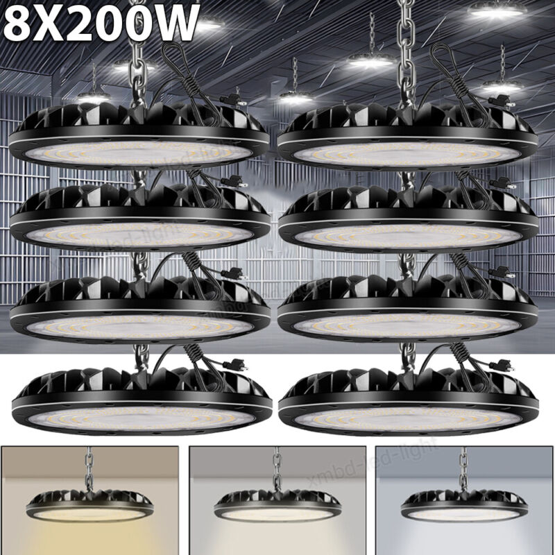 8 Pack 200w Ufo Led High Bay Light Shop Warehouse Industrial Factory Commercial