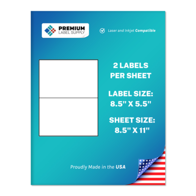 600 Premium 8.5" X 5.5" Half Sheet Self Adhesive Shipping Labels -PLS Brand-