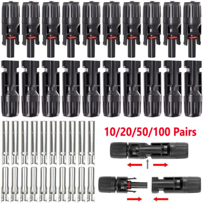 10/20/50/100 Pairs Male Female Wire Cable Connector Set Solar Panel Waterproof