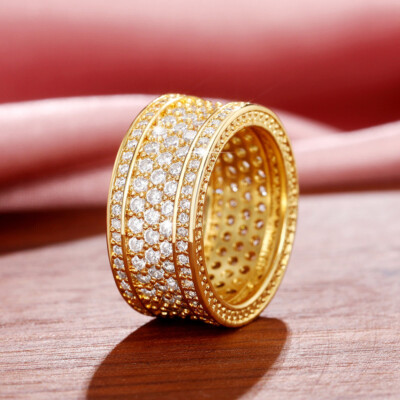 Gorgeous Cubic Zirconia Rings Women 18k Yellow Gold Plated Jewelry Size 6-10