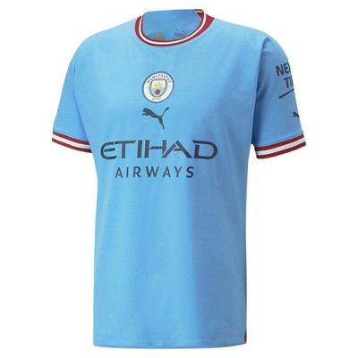 

Мужская футбольная майка Puma Mcfc Home 2223 с круглым вырезом и коротким рукавом, размер  76570901, Синий, Puma Mcfc Home 2223 Crew Neck Short Sleeve Soccer Jersey