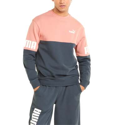 

Мужская толстовка с круглым вырезом Puma Power Colorblock Logo Черный, розовый 84800842, Black;pink