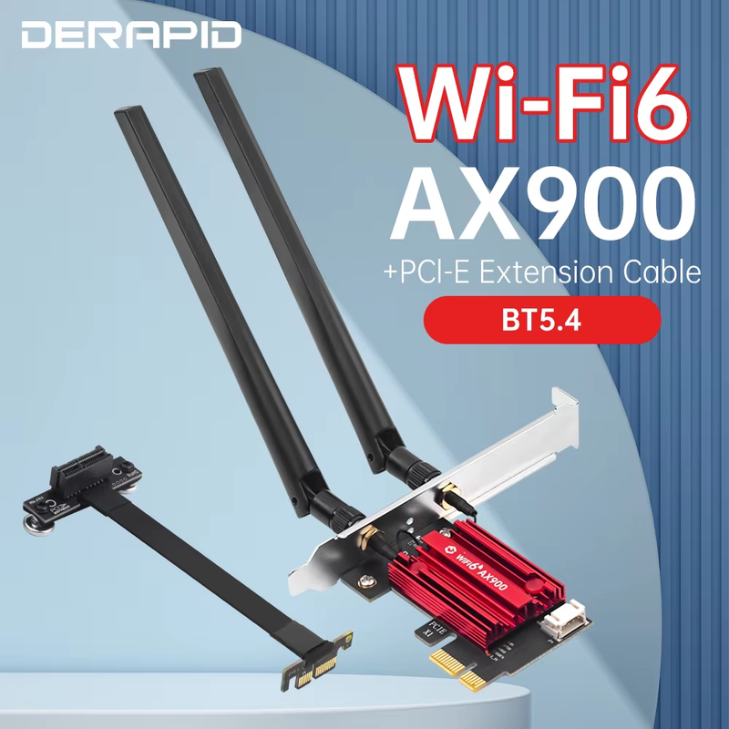 Wi-Fi6PCIE Network Card Pcie Riser Cable Dual-Band WiFi 6 Bluetooth 5.4 Antenna