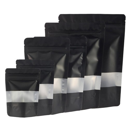Black Food Safe Packaging Bags Smell Proof Storage Bags Stand Up Bag with Window
