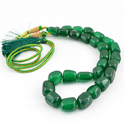 633.00 CTS EARTH MINED SINGLE STRAND RICH GREEN EMERALD BEADS NECKLACE (RS)