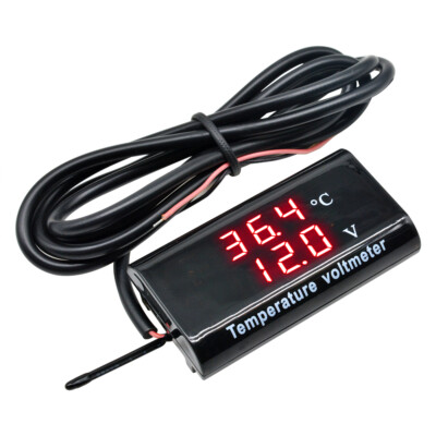0.28'' Voltage Temp Dual LED Display Waterproof Gauge Panel for Car Motorcycle