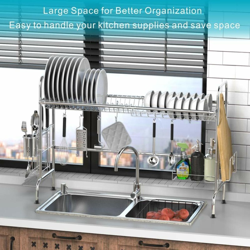 seca platos sobre el fregadero estante secador de platos escurridor