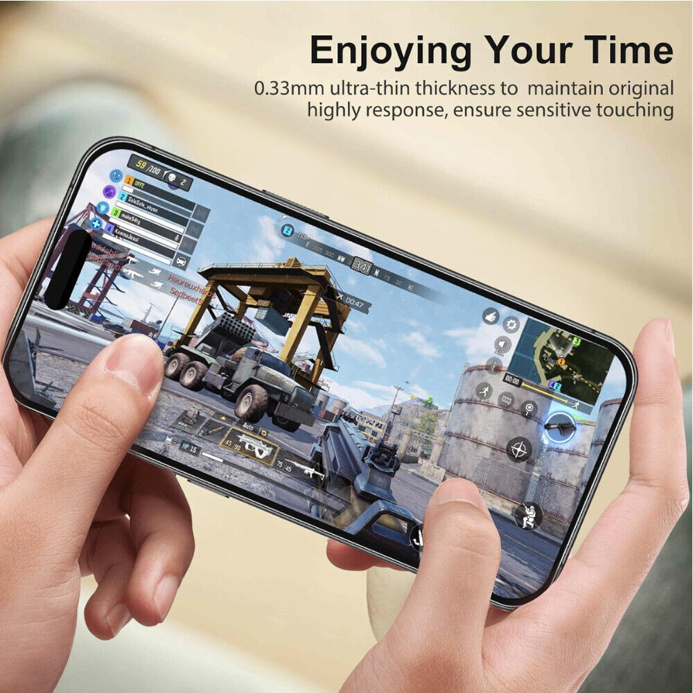 2 Pack Screen Protector Full Cover Tempered Glass For iPhone 13/15 Pro Max/Plus