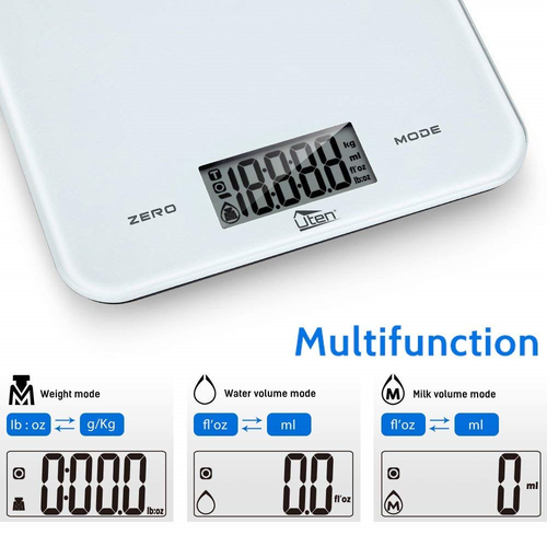 Digital Kitchen Food Scale 17.6lb/8kg with Back-Lit LCD Display Tempered Glass