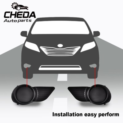 1Pair Fog Light Covers Driver & Passenger Side Fit For 2011-17 Toyota Sienna 