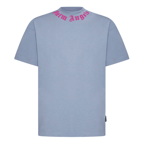 Palm Angels Neck Logo Oversized Blue/Pink T-Shirt | eBay