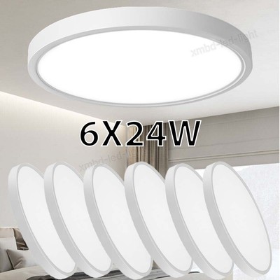 6x 24W LED Ceiling Down Light 6000K Ultra Thin Flush Mount Kitchen Home Fixture