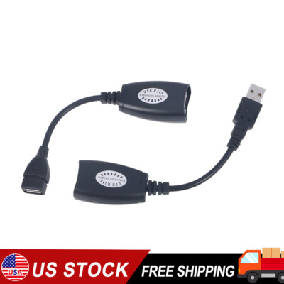USB 2.0 Extension Ethernet RJ45 Cat5e/6 Cable Adapter Extender Over Repeater US