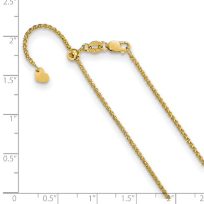 Pre-owned Skyjewelers Real 14kt Yellow Gold Adjustable 1.4mm Wheat Chain; 22 Inch; Lobster Clasp