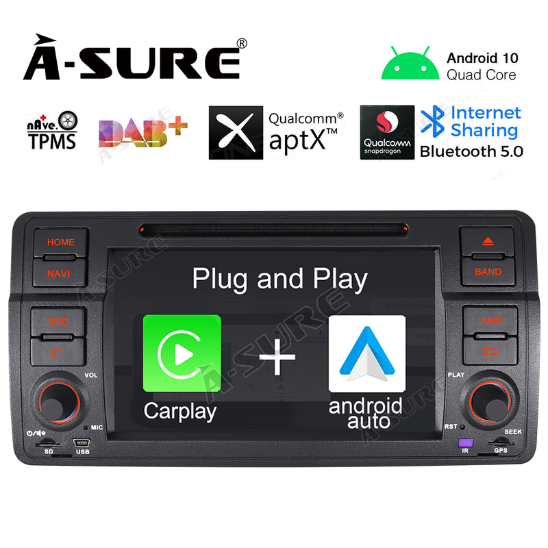 2+32G Android Auto 10 Carplay DSP BT5 Autoradio DVD GPS Navi für BMW E46 318 320