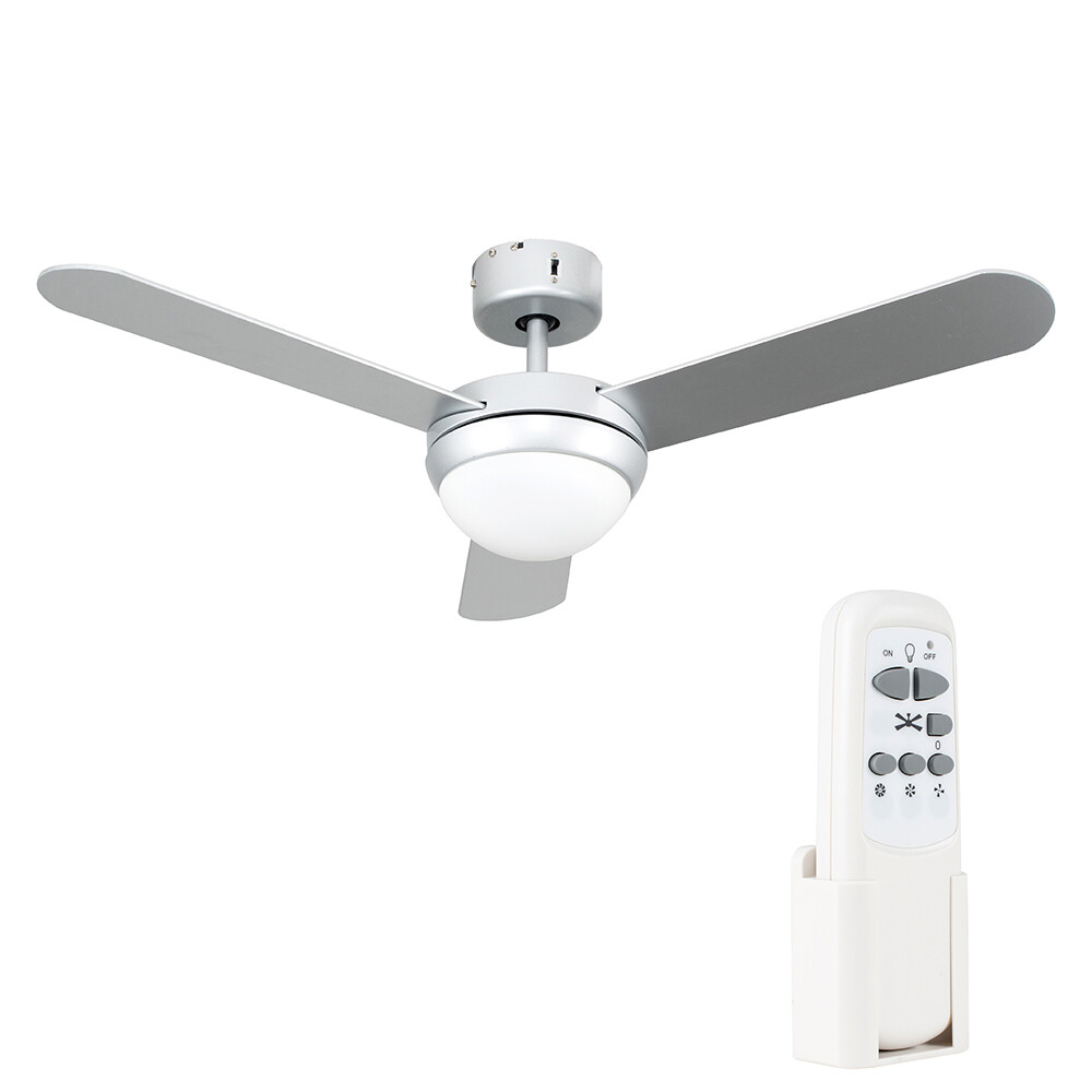 Modern Ceiling Fan with Light 42 Inch Silver Remote Control 3 Speed