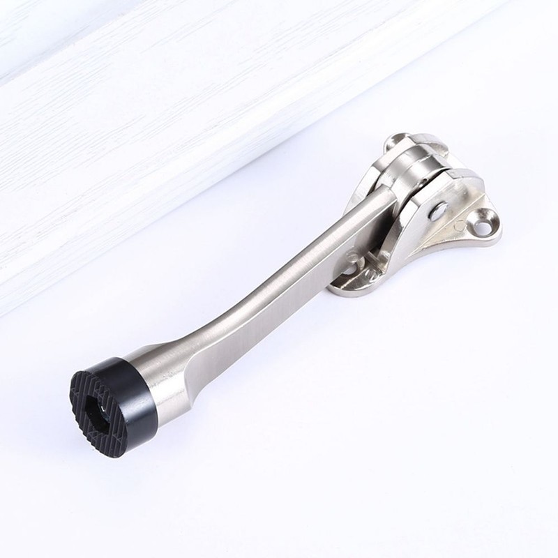 Kickdown Door Stoppers Zinc Alloy Foot-Operated Lever Door Stop Non-Slip Rubber*