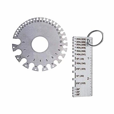 2 Piece Stainless Steel Thickness Gauges,Round Wire Cable Sheet Thickness Gauge