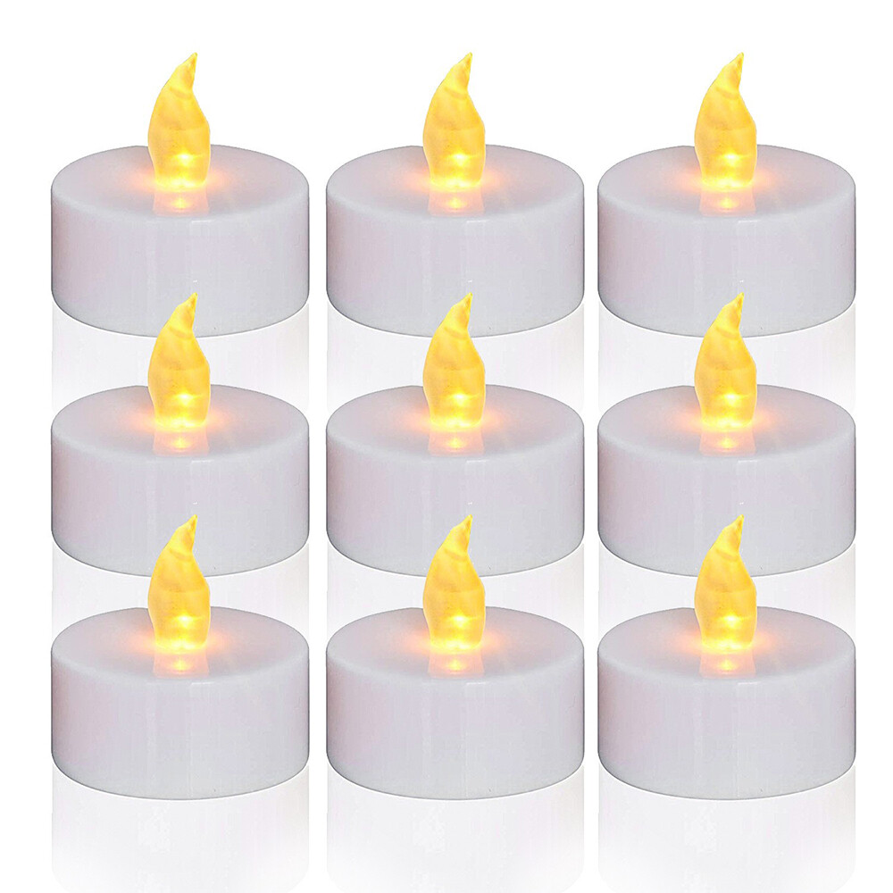 24/48Pcs LED Tea Lights Flameless Flicker Candles Lamp Battery Operated Yellow