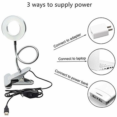 W-LITE 6W LED Clip On Reading Light, Book With USB Port For Bed Headborad Desk 2