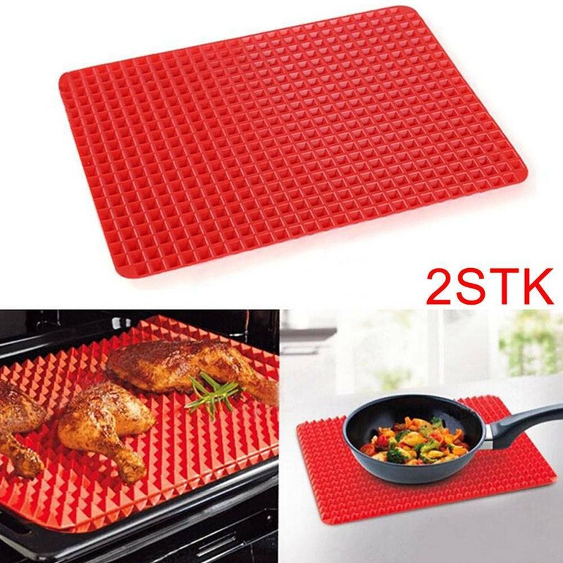 2 Backmatte Pyramid Pan Silikonmatte 41x29cm Fettfrei Effekt Backblech
