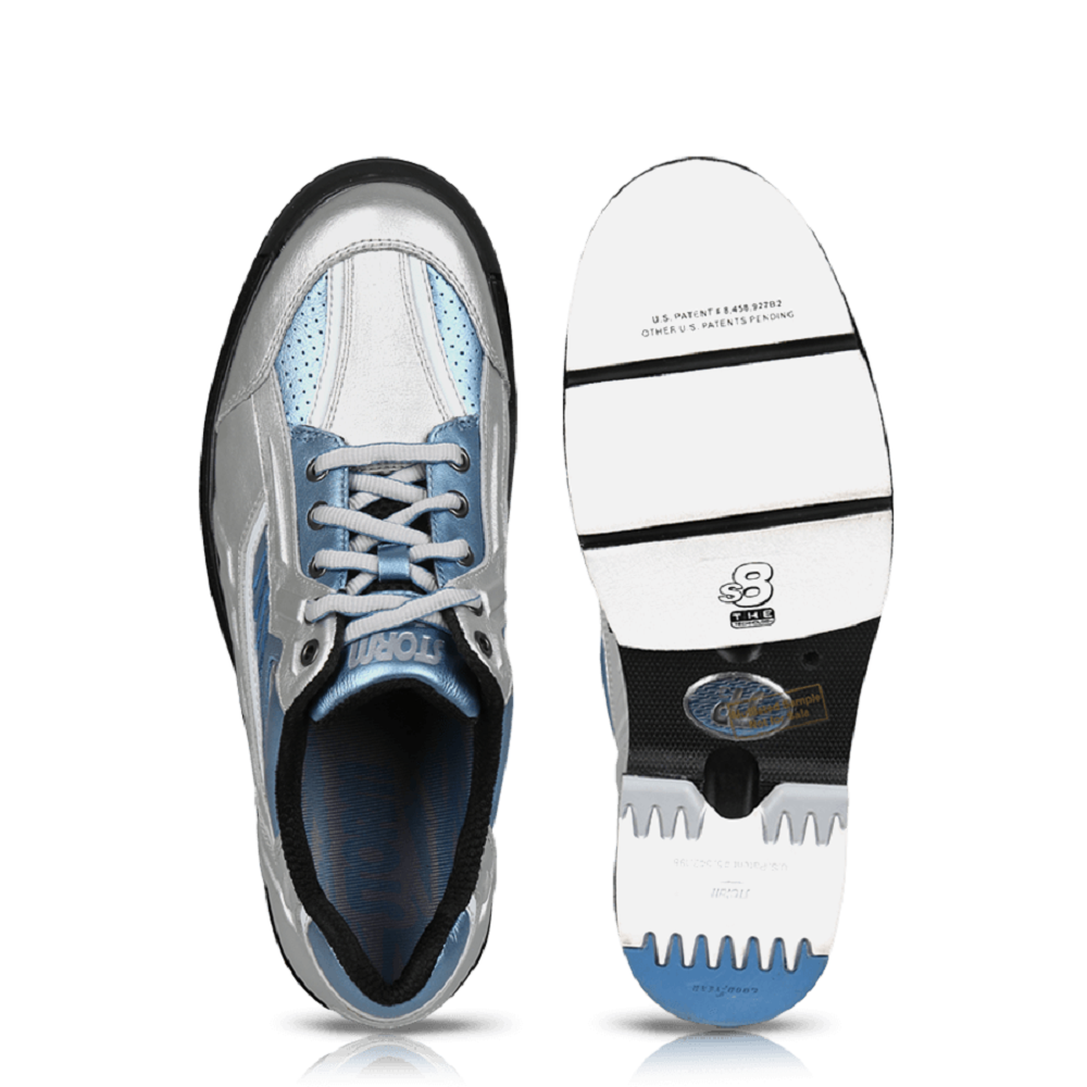 Mens Storm SP3 Bowling Shoes interchangeable Soles/Heels Silver/Blue Sizes 7-14