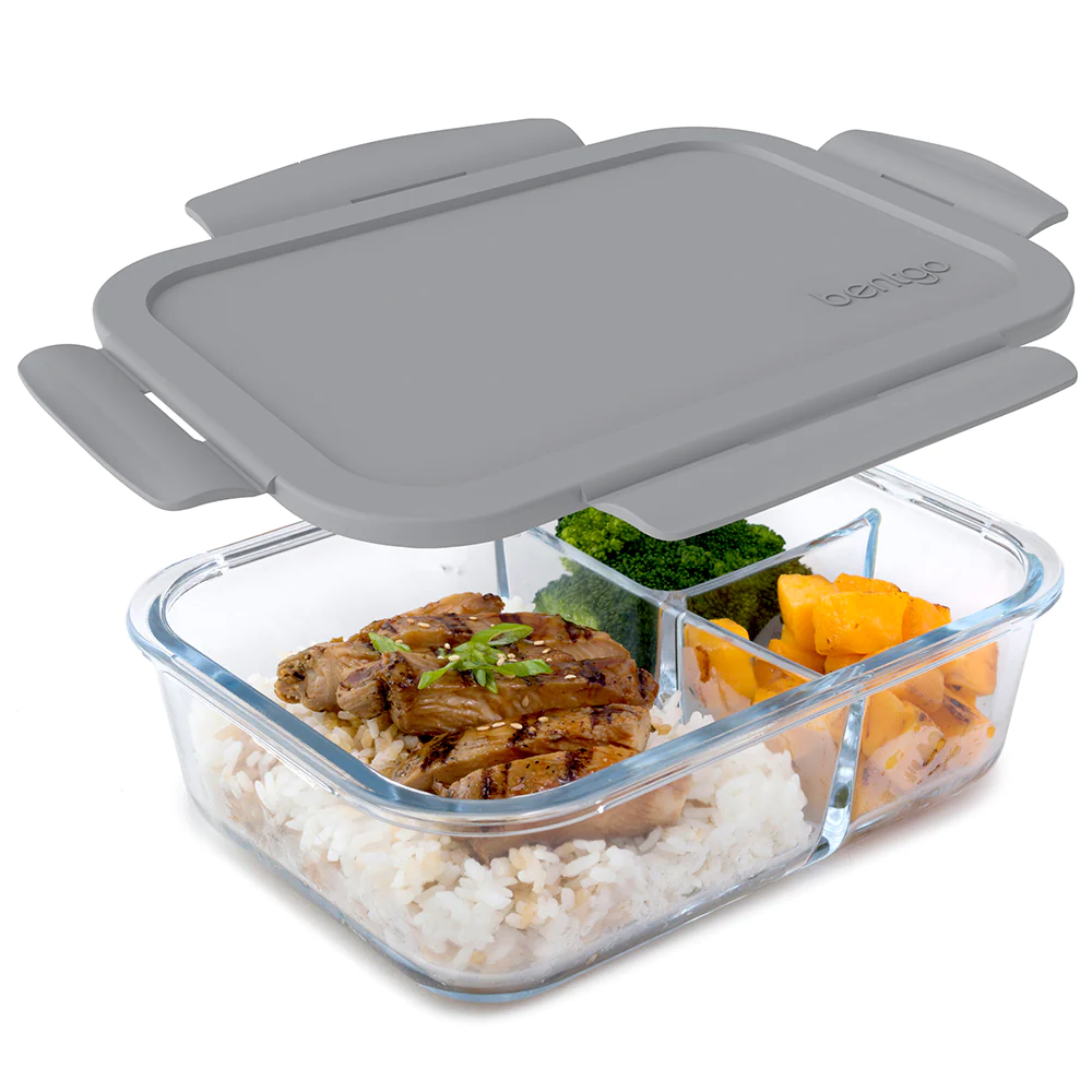 Bentgo Glass Lunch Container Gray (BGOGLS-Y) portion control & microwave safely!